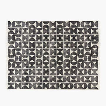 Hand-Knotted MYRA Black & Ivory Oushak Rug – Premium Turkish Wool, Thick Pile, Large Area Rug (8x10 / 9x12)