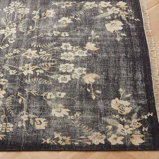 Hand-Knotted Lavis Floral Oushak Rug – Turkish Wool Area Rug with Thick, Soft Pile