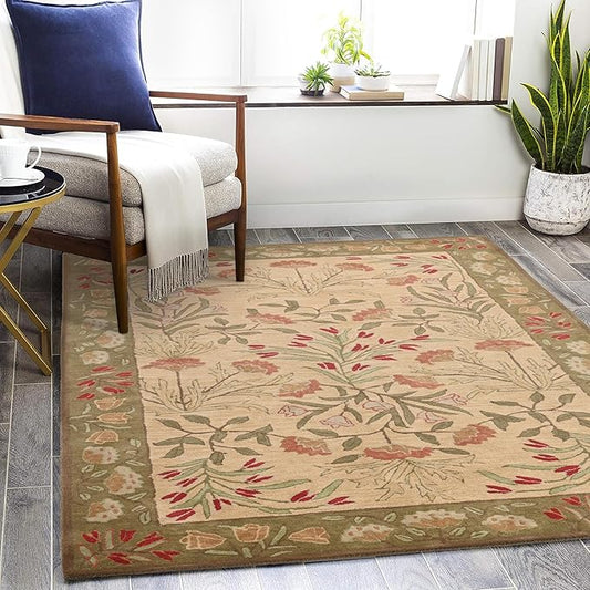 Hand-Tufted Modern  Floral Adeline Contemporary Rug 100% Wool Custom Area Rug High Quality for Living Room, Bedroom