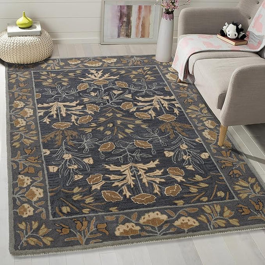 Hand-Tufted Modern  Floral Adeline Contemporary Rug 100% Wool Custom Area Rug High Quality for Living Room, Bedroom,