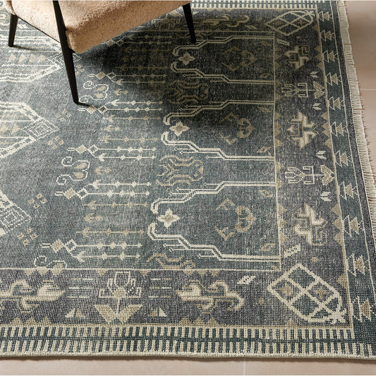 Hand-Knotted Cala Faded Teal New Zealand Wool Rug – Versatile Area Rug for Living Room, Bedroom, or Nursery