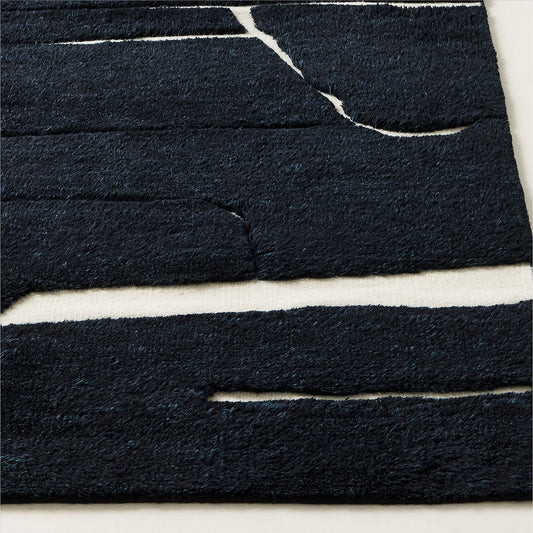 Hand-Knotted Copley Black and White Rug – Contemporary Abstract Stone Pattern for Sophisticated Interiors