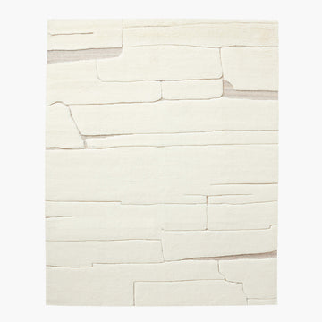 Hand-Knotted Copley Warm White and Taupe Area Rug – Minimalist Contemporary Abstract Style, Neutral Home Décor