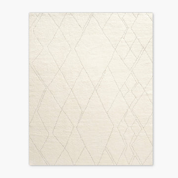 Hand-Knotted Diamante Wool Rug – Ivory Tribal-Inspired Bohemian Design, Bold Ethnic Pattern, 9x12 Home Décor Rug