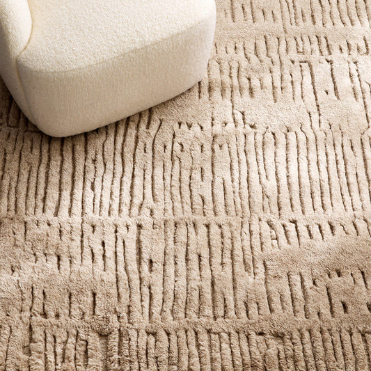 Hand-Knotted Emerson Taupe Wool Rug – Traditional Tribal Pattern, Vintage-Inspired Elegance  Rug