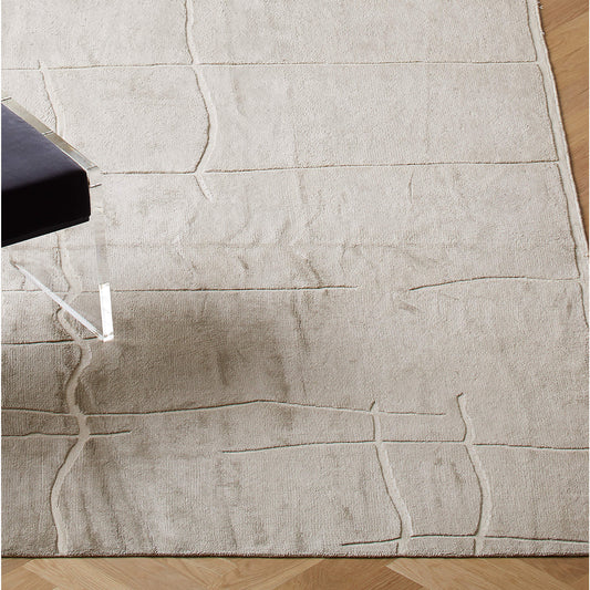Hand-Knotted Mocha Gray Rug – Abstract Grid Pattern, Contemporary Neutral Décor, Modern Minimalist Area Carpet