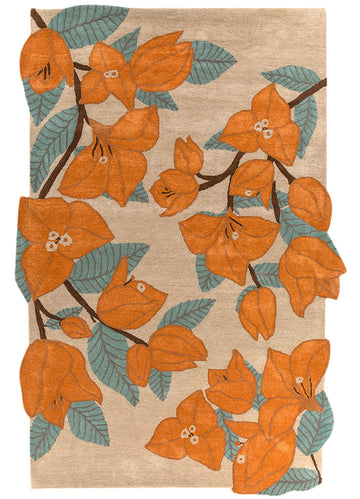Araceli Floral Gold Modern Hand-Tufted 100% Wool Area Rug Carpe