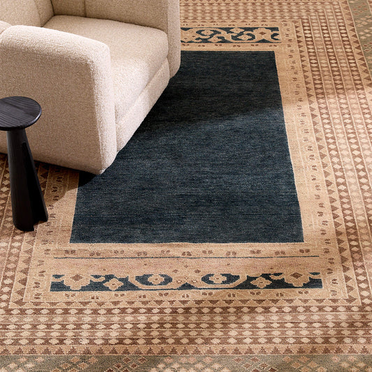 Hand-Knotted Marit Rug in Light Brown & Olive Green – New Zealand Wool