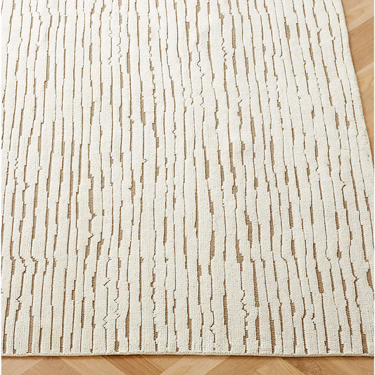 Hand-Knotted Levit Beige Stripe Wool Rug – Minimalist Modern Linear Pattern