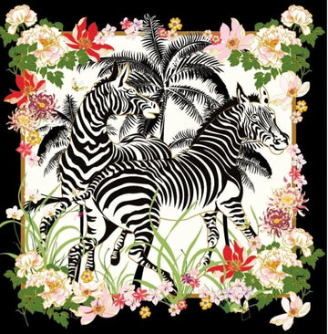 Modern Hand-Tufted Wool Rug, Black & White Zebra Floral Design with Viscose Details, 11x11 ft