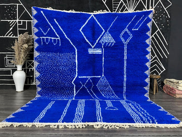 Handwoven Moroccan Beni Ourain Rug | 8' x 10' Vintage Wool Carpet | Berber Living Room Décor