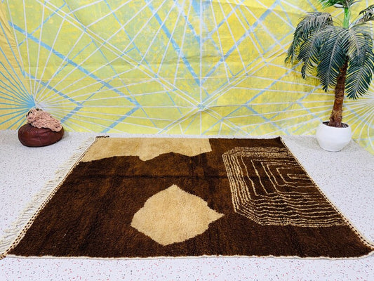 Minimalist Moroccan Wool Rug | Abstract Berber Design | Earthy & Timeless Elegance