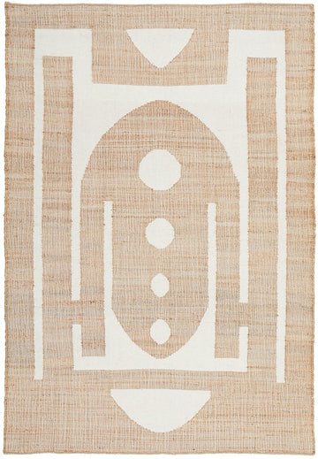 Beige & Ivory Flatweave Rug – Handwoven Jute and Wool with Subtle Geometric Design