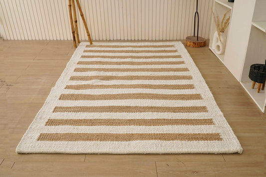 Natural Hemp Jute Striped Rug