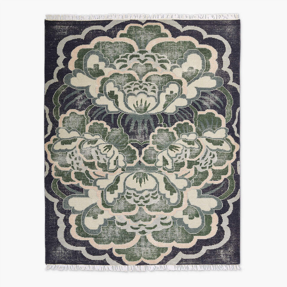 Hand-Knotted Allure Green Oushak Area Rug – Turkish Wool Rug with Thick, Soft Pile – Luxurious Large Carpet for Living Room or Bedroom