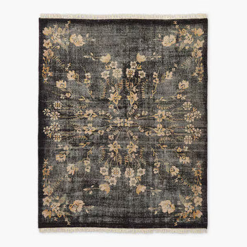 Hand-Knotted Lavis Floral Oushak Rug – Turkish Wool Area Rug with Thick, Soft Pile