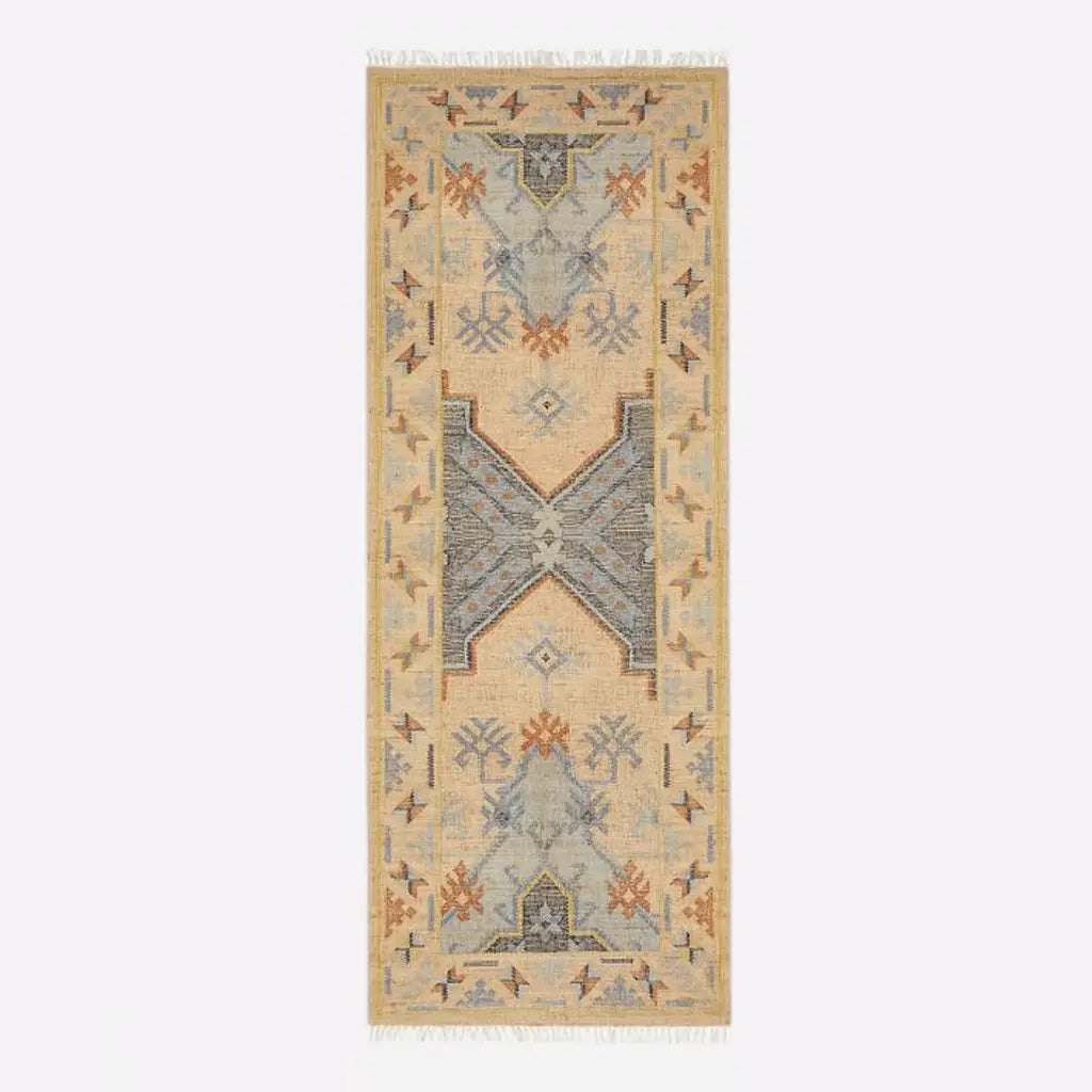 Artisan Runner Rug – Handwoven with Turkish Geometric Design in Soft Earthy and Pastel Tones
