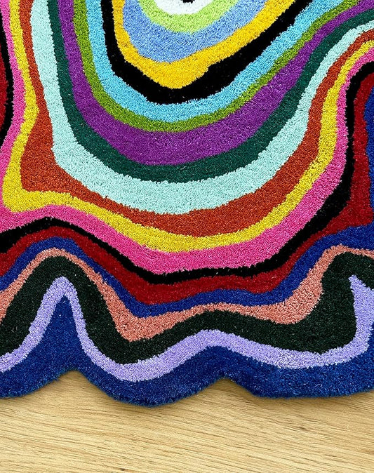 Irregular Shape Handmade  Hand-Tufted Area Rug Custom for Living Room, Bedroom Contemporary Rug Gift for home