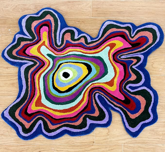 Irregular Shape Handmade  Hand-Tufted Area Rug Custom for Living Room, Bedroom Contemporary Rug Gift for home