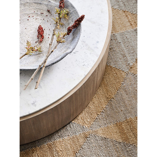 Textured Jute & Wool Rug – Grey Diamond Pattern on Natural Background