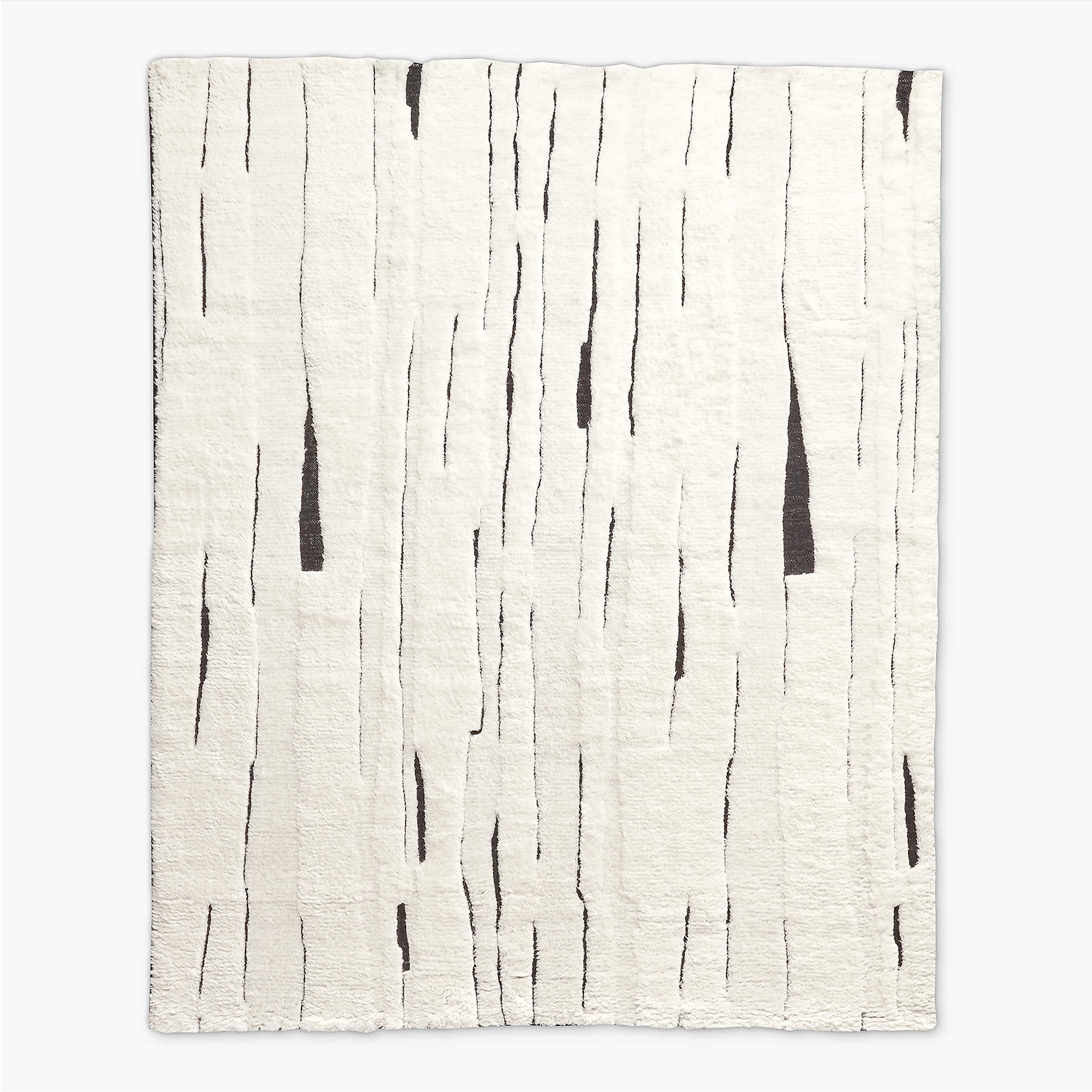 Hand-Knotted Carena Wool Rug – White and Black Moroccan-Inspired Berber Carpet, Contemporary Linear Pattern Area Rug