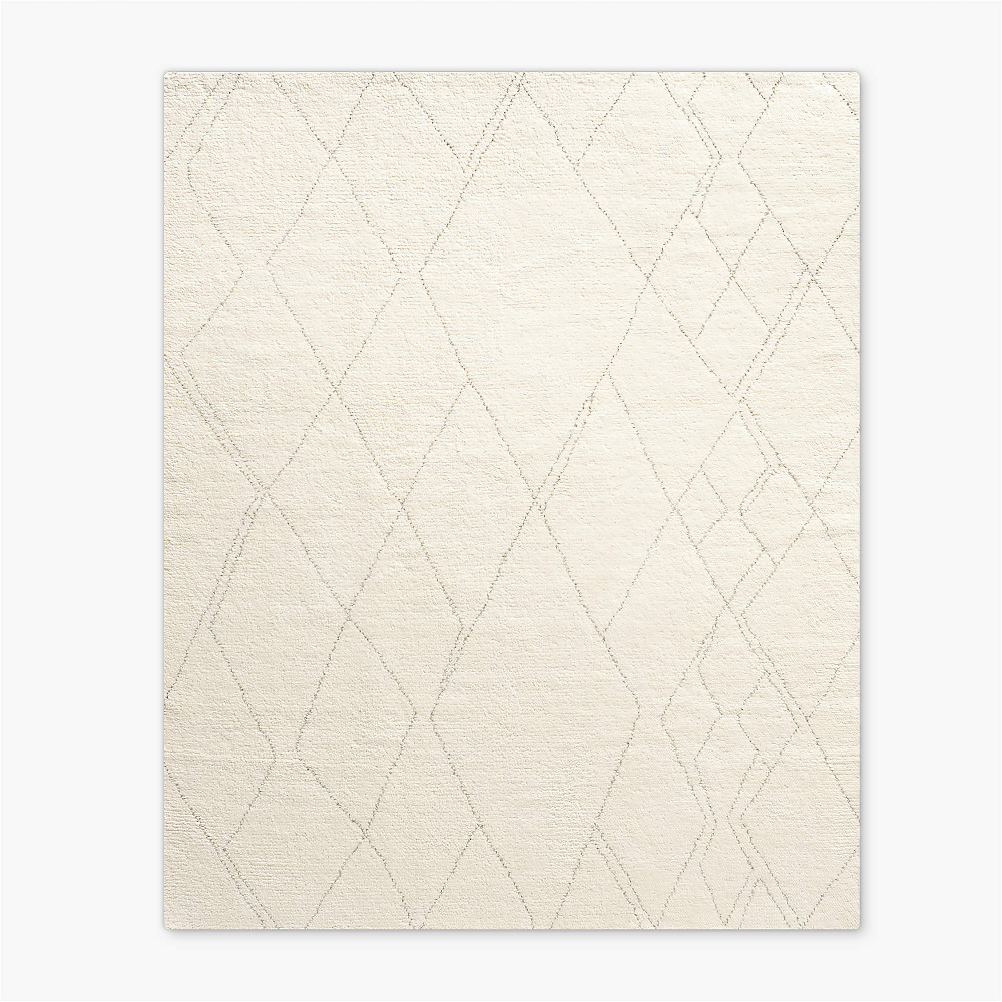 Hand-Knotted Diamante Wool Rug – Ivory Tribal-Inspired Bohemian Design, Bold Ethnic Pattern, 9x12 Home Décor Rug