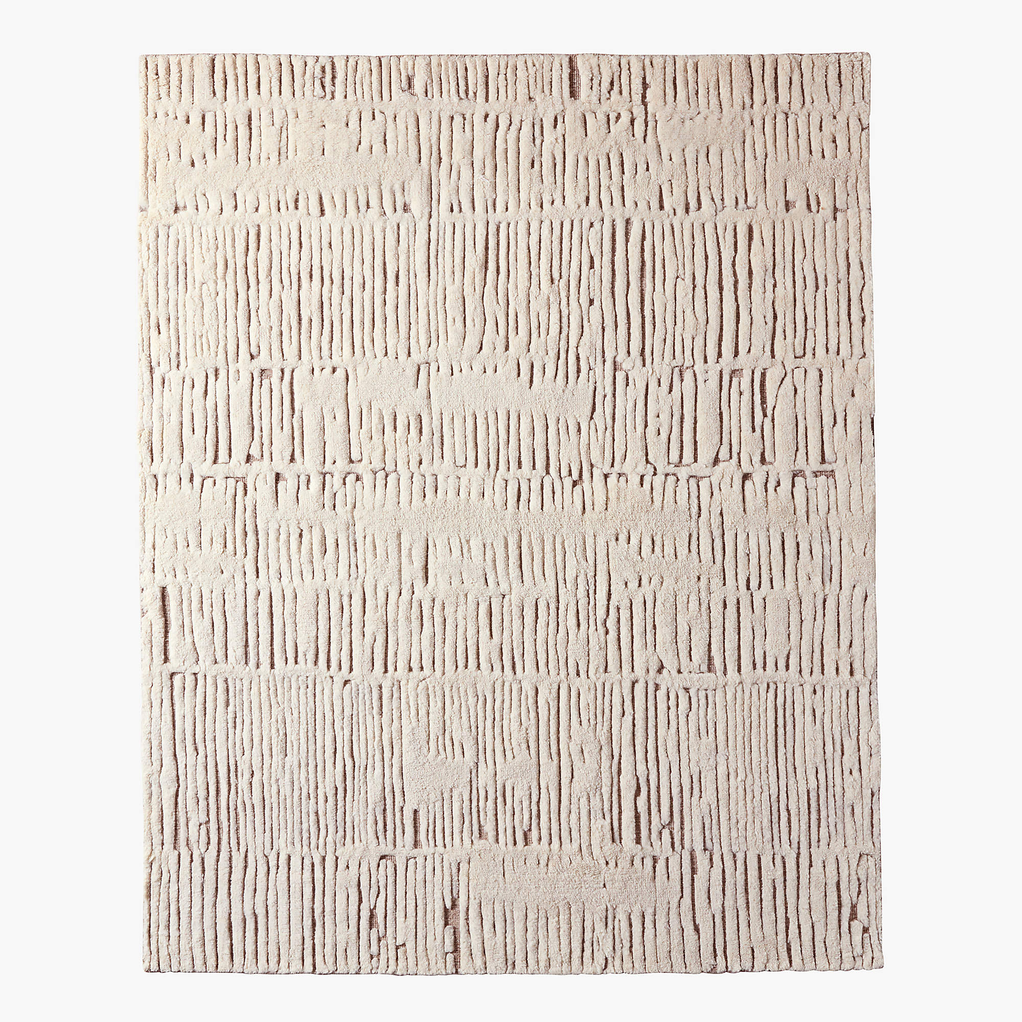 Hand-Knotted Emerson Wool Carpet – Warm White, Tribal Design, Vintage Style Rug for Living Room