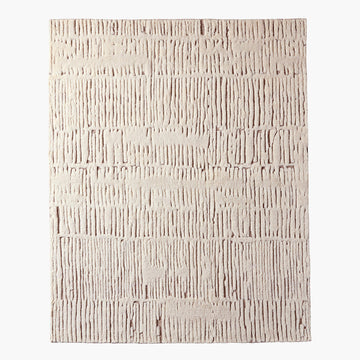 Hand-Knotted Emerson Wool Carpet – Warm White, Tribal Design, Vintage Style Rug for Living Room