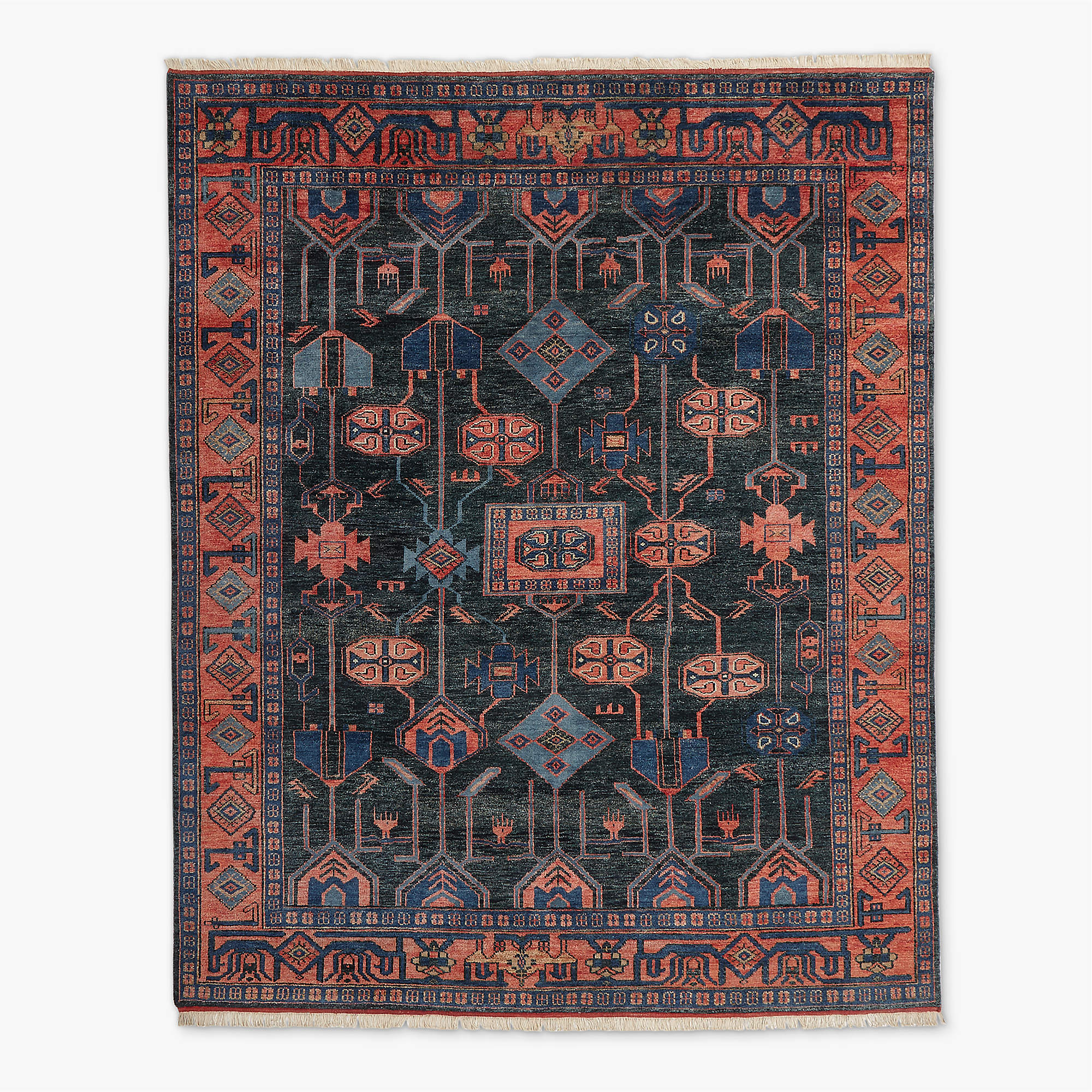 Hand-Knotted EROS Oushak Rug in Red and Blue – Turkish Wool