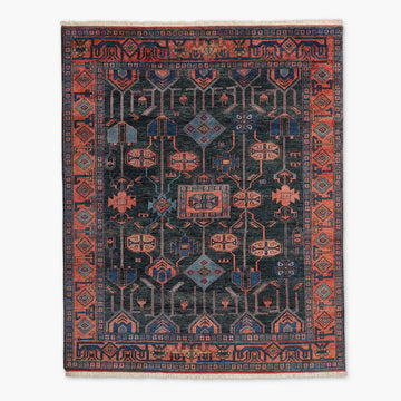 Hand-Knotted EROS Oushak Rug in Red and Blue – Turkish Wool