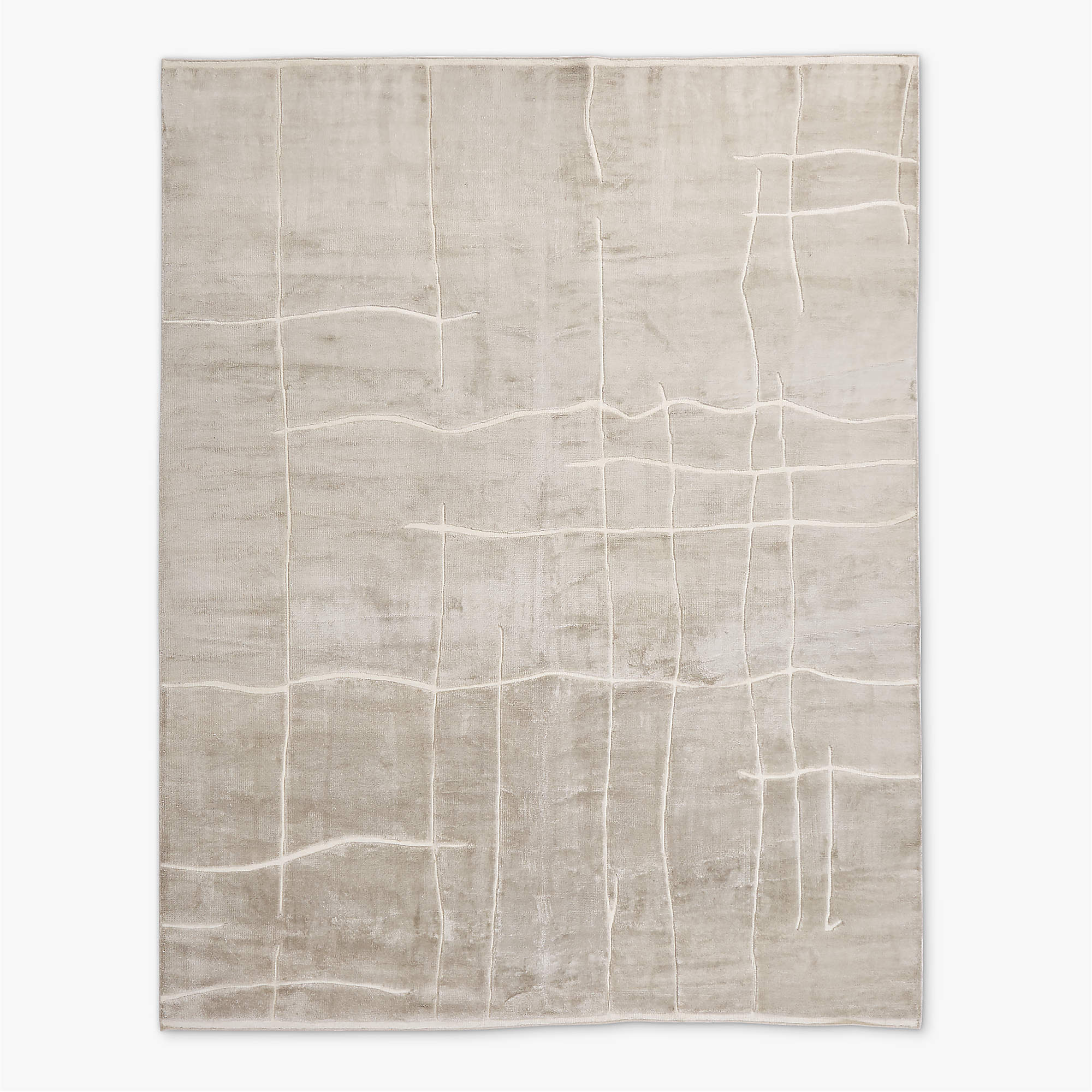Hand-Knotted Mocha Gray Rug – Abstract Grid Pattern, Contemporary Neutral Décor, Modern Minimalist Area Carpet