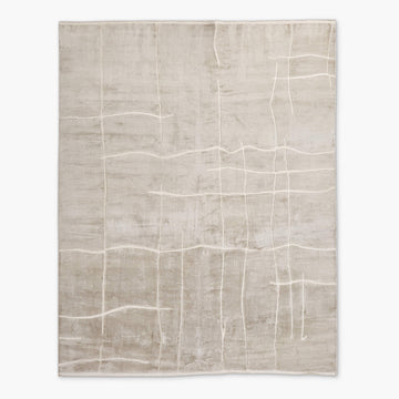 Hand-Knotted Mocha Gray Rug – Abstract Grid Pattern, Contemporary Neutral Décor, Modern Minimalist Area Carpet