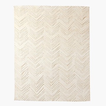Hand-Knotted Jace Warm White Zig-Zag Viscose Rug – Contemporary Luxury for Modern Living Spaces