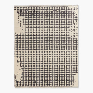 Hand-Knotted Neutro Wool Rug – Black and Warm White Minimalist Design, Premium Area Rug for Modern Homes
