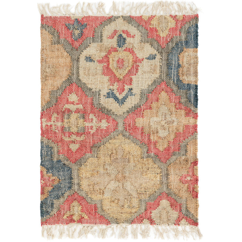 Multicolor Medallion Rug – Handwoven Jute and Wool Flatweave