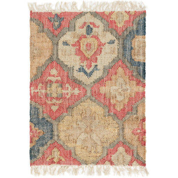 Multicolor Medallion Rug – Handwoven Jute and Wool Flatweave