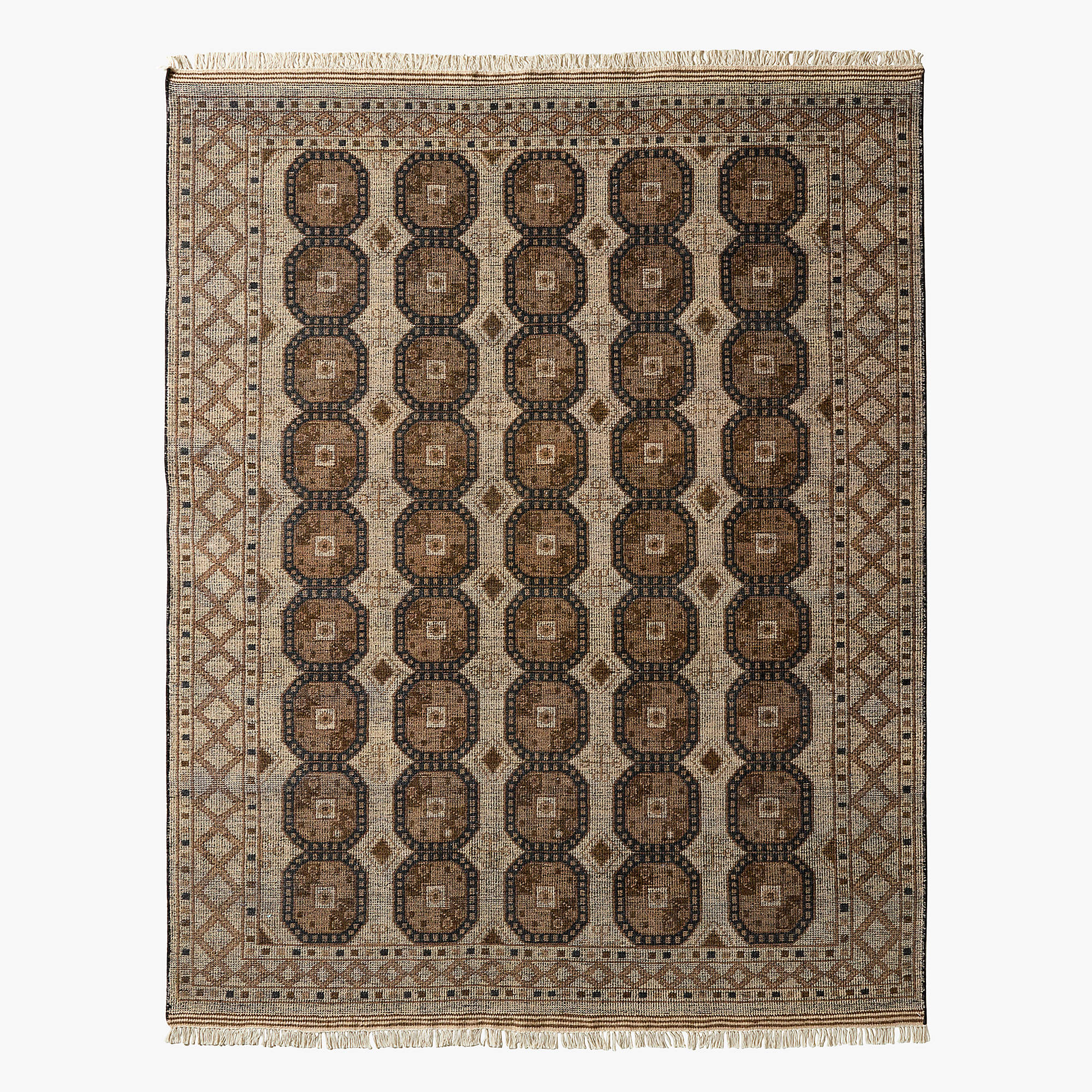 Hand-Knotted Pascala Taupe Wool Rug – Traditional Oriental Design with Vintage-Inspired Geometric Pattern