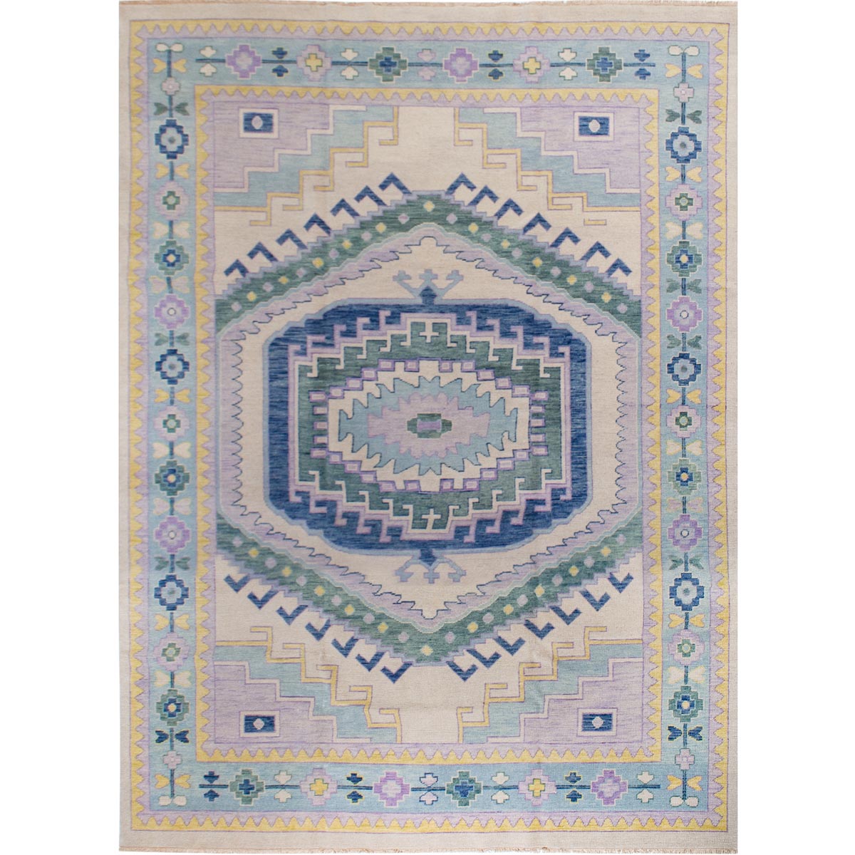Whispering Winds | Pastel Turkish Knot Rug with Delicate Floral Motifs