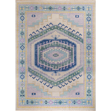 Whispering Winds | Pastel Turkish Knot Rug with Delicate Floral Motifs