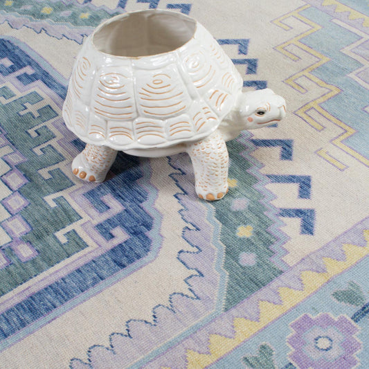 Whispering Winds | Pastel Turkish Knot Rug with Delicate Floral Motifs