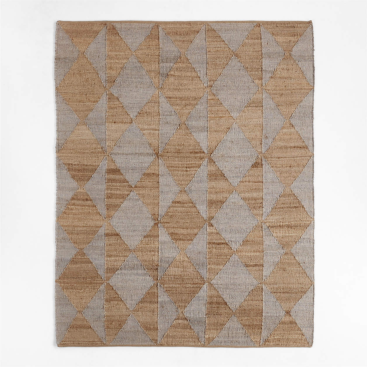 Textured Jute & Wool Rug – Grey Diamond Pattern on Natural Background