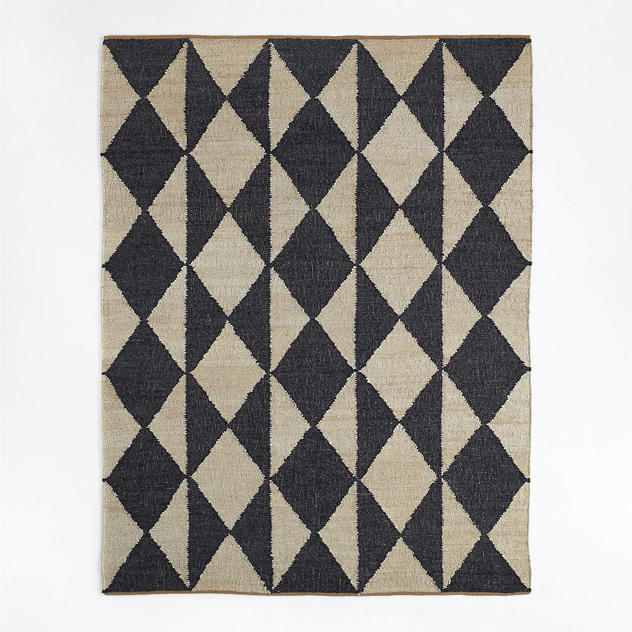 Artisan Jute & Wool Area Rug – Natural Base with Bold Navy Diamond Design