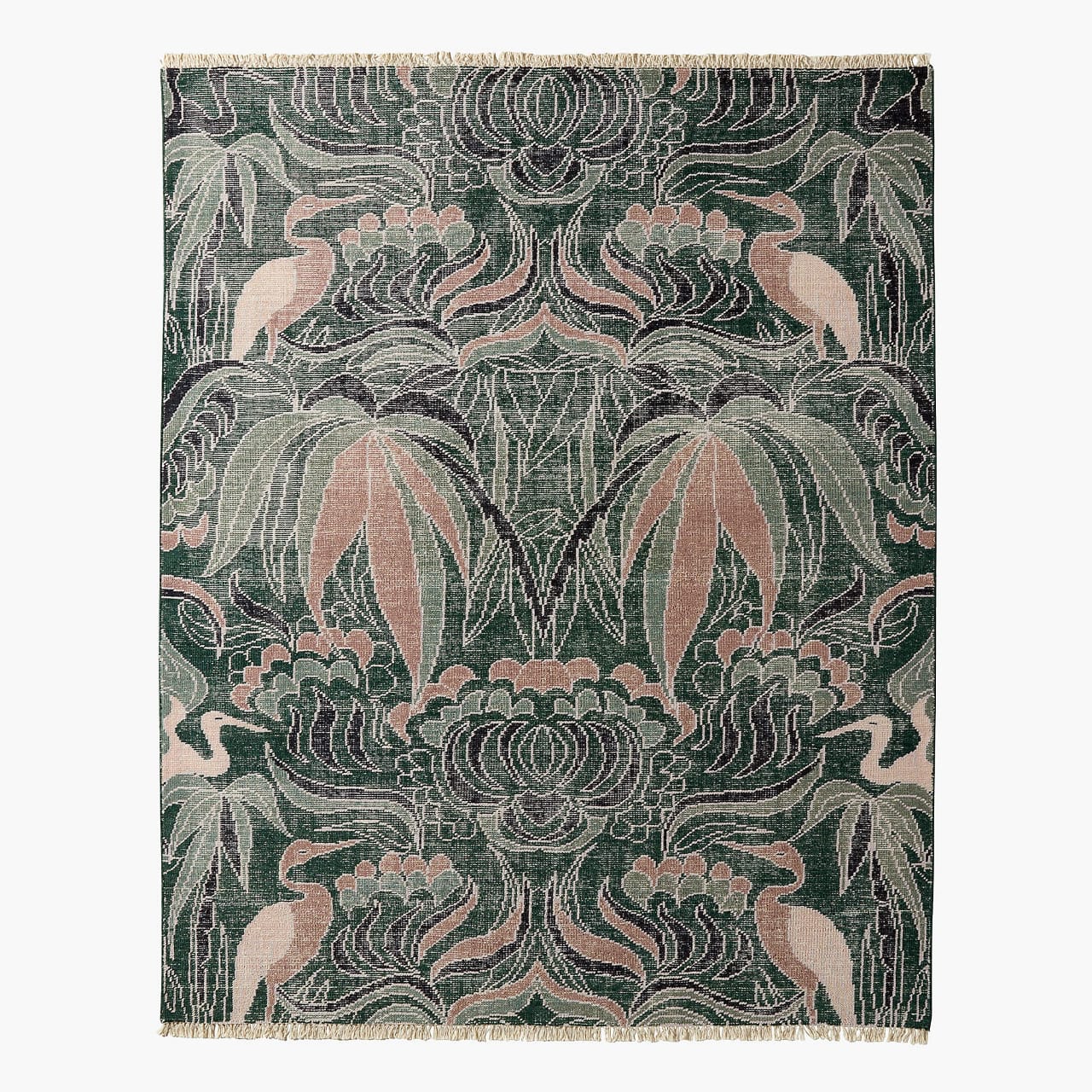 Plumage Hand-Knotted Smoke Green Multi-Floral Area Rug – New Zealand Wool | Traditional Vintage-Inspired Design (10' x 14')