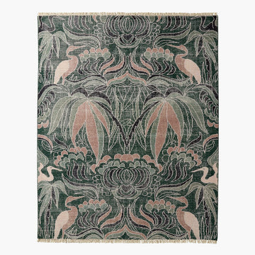 Plumage Hand-Knotted Smoke Green Multi-Floral Area Rug – New Zealand Wool | Traditional Vintage-Inspired Design (10' x 14')
