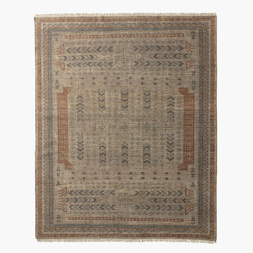 Orin Brown & Rust Hand-Knotted Wool Rug – Traditional Tribal Pattern, 8x10
