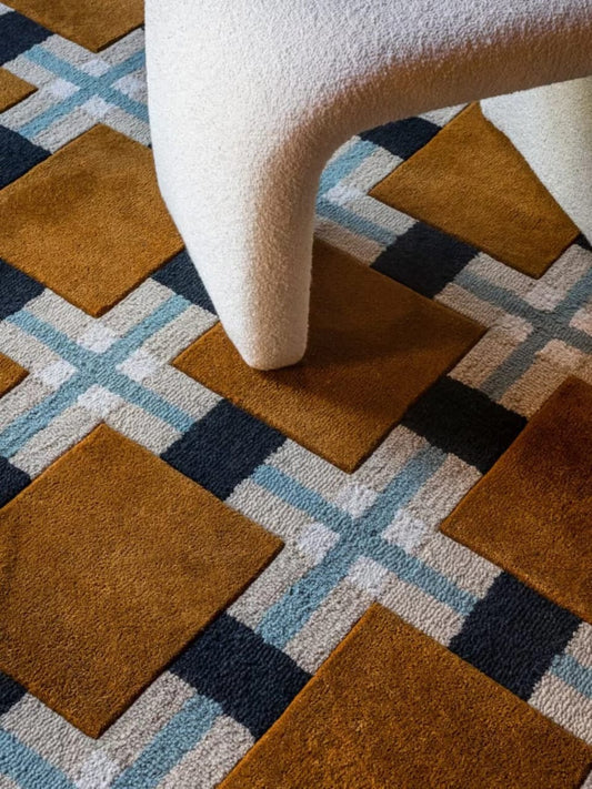 Premium Quality Ochre Fields Hand-Tufted Modern Custom Rug for Living room , Bedroom 100% Wool Rug