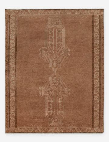 Velasquez Hand-Knotted Wool Rug – Warm Terracotta Minimal Geometric Design with Subtle Tribal Motifs