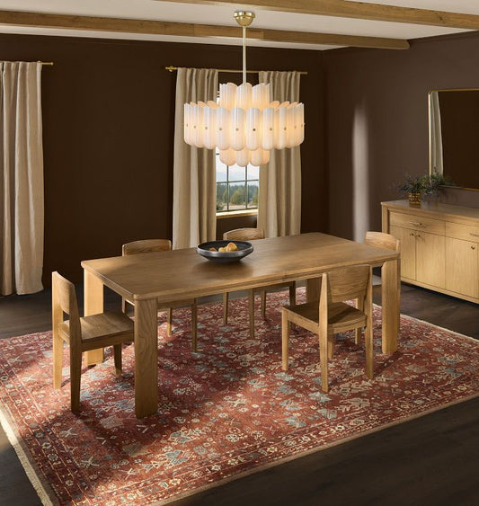 Carol Hand-Knotted Wool Rug – Rich Rust & Blue Tribal Motif Design with Classic Artisan Detailing