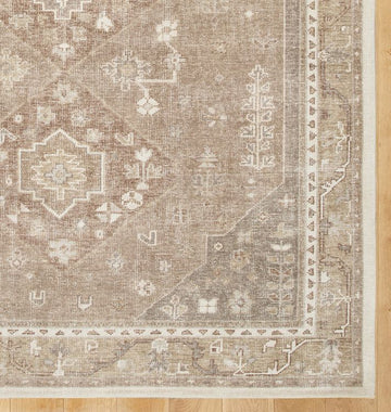 Thorn Hand-Knotted Wool Rug – Soft Taupe & Ivory Minimal Tribal Design with Subtle Vintage Texture
