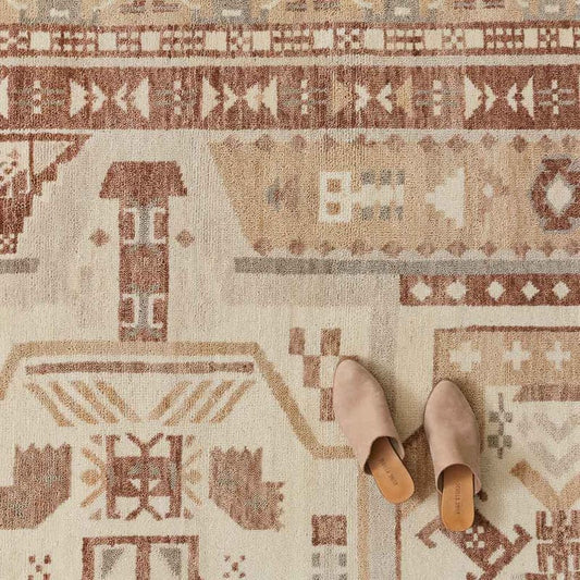 Saraja Hand-Knotted Wool Area Rug with Warm Earth Tones & Traditional Tribal Design